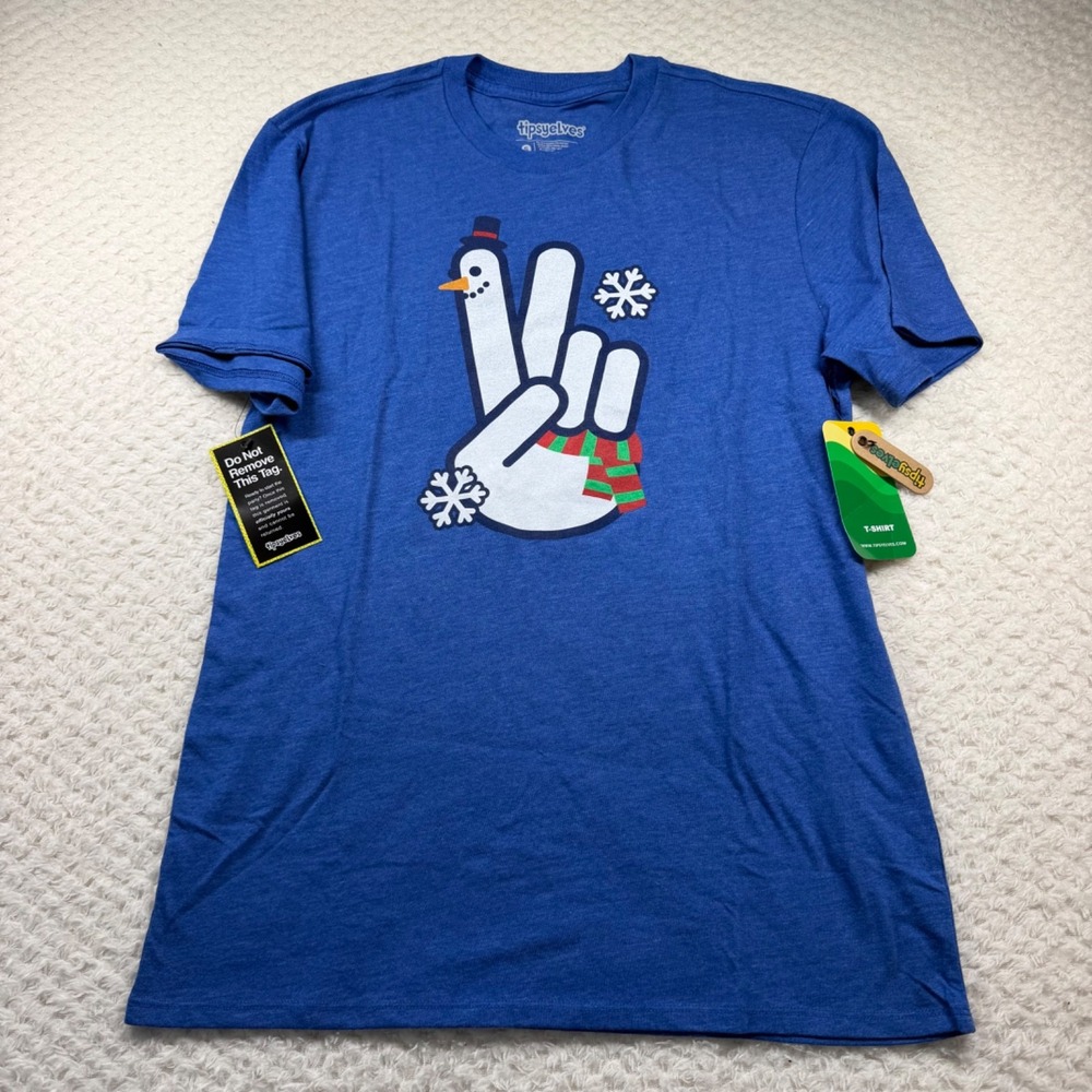 Tipsy Elves Eagle Graphic T Shirt Womens Peace, Love, Snow Blue Small